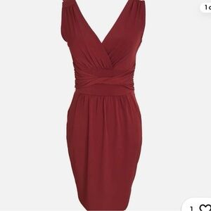 Ann Taylor Loft Red Wine Stretch Side Pockets Dress Size 6